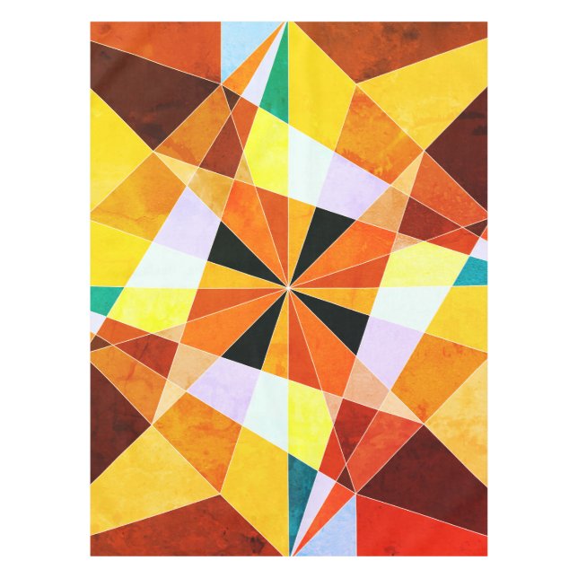 Warm Colours Cool Angular Geometric Shapes Tablecloth (Front)