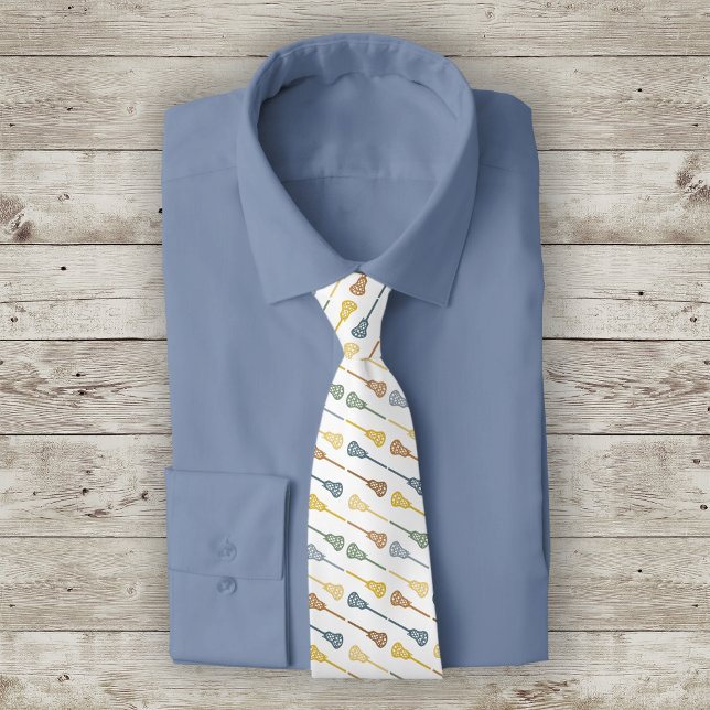 Warm Colours Diagonal Lacrosse Sticks Pattern Tie (Creator Uploaded)