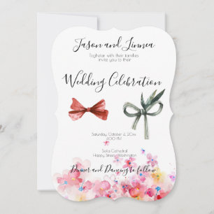 Warm Colours Floral Watercolors Sabby Chic Invitation