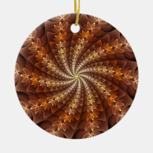 Warm Colours, Modern Abstract Fractal Art Pattern Ceramic Ornament