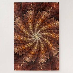 Warm Colours, Modern Abstract Fractal Art Pattern Jigsaw Puzzle