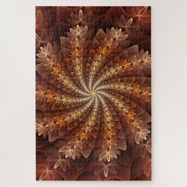 Warm Colours, Modern Abstract Fractal Art Pattern Jigsaw Puzzle (Vertical)