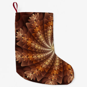Warm Colours, Modern Abstract Fractal Art Pattern Small Christmas Stocking
