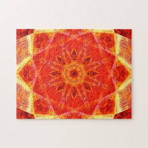 Warm Colours Star Shapes Relaxing Mandala Jigsaw Puzzle