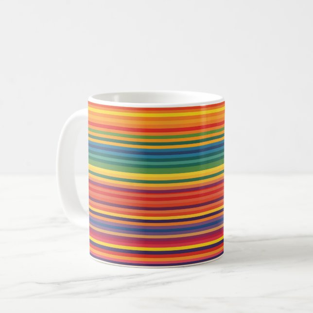 Warm Colours Stripe Pattern Coffee Mug (Front Left)