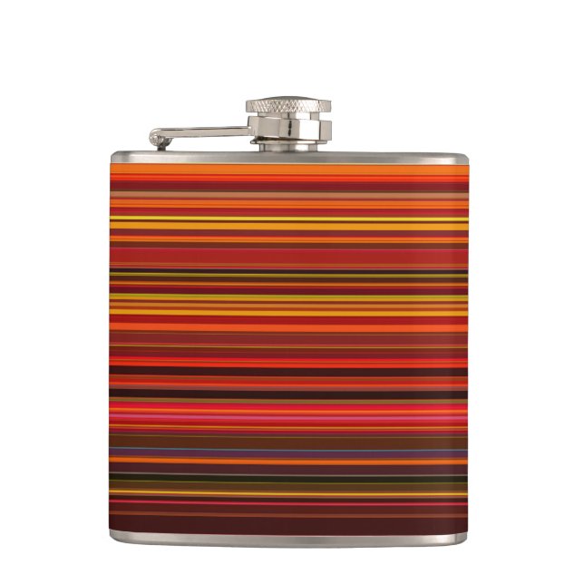 Warm Colours - Trendy Style - Stripe Pattern Hip Flask (Front)