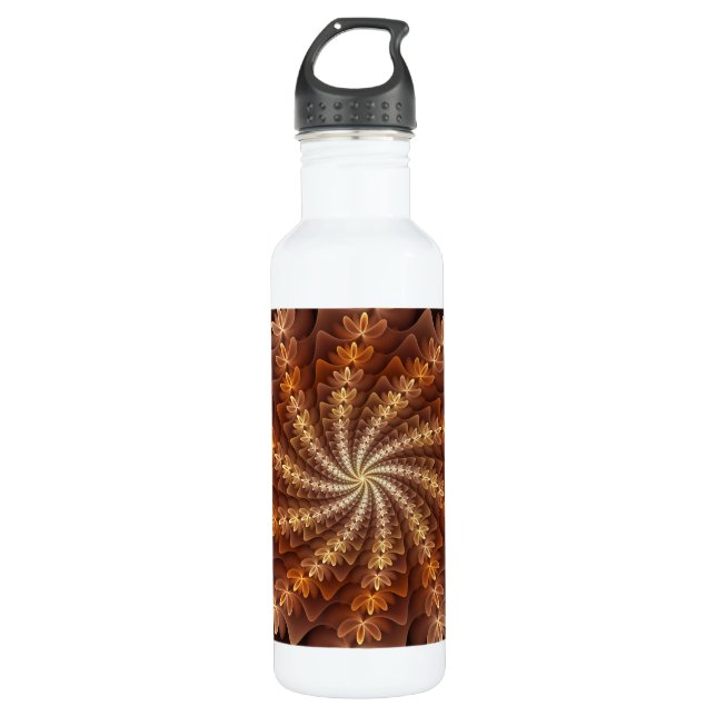 Warm Colours, Trippy Modern Fractal Art Pattern 710 Ml Water Bottle (Front)