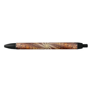 Warm Colours, Trippy Modern Fractal Art Pattern Black Ink Pen