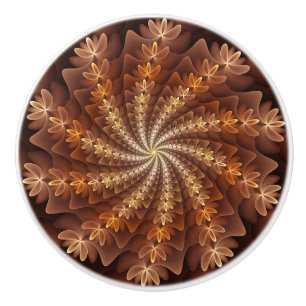 Warm Colours, Trippy Modern Fractal Art Pattern Ceramic Knob