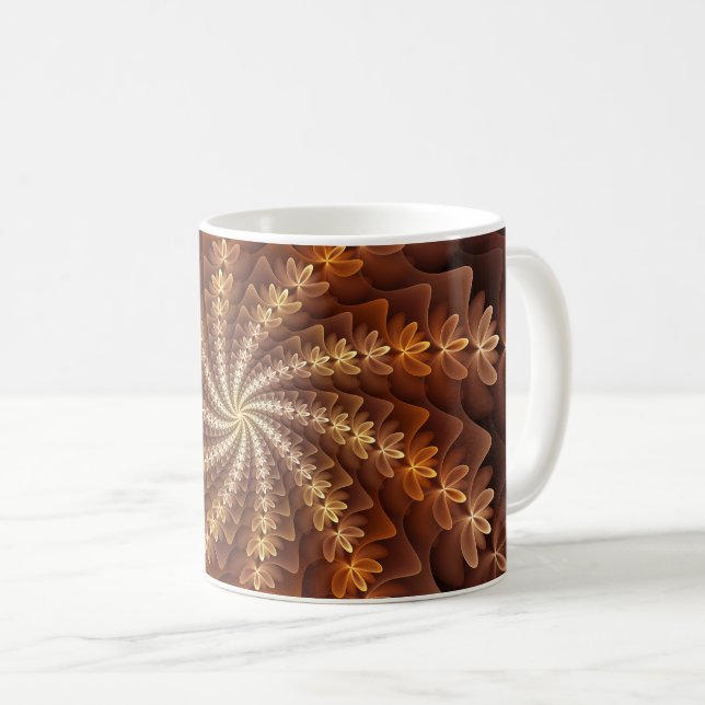 Warm Colours, Trippy Modern Fractal Art Pattern Coffee Mug (Front Right)