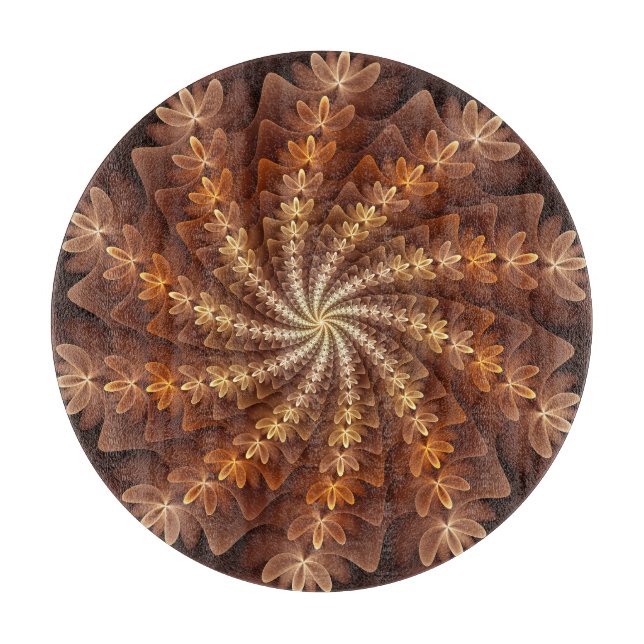 Warm Colours, Trippy Modern Fractal Art Pattern Cutting Board (Front)