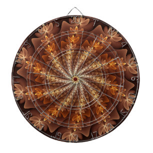 Warm Colours, Trippy Modern Fractal Art Pattern Dartboard