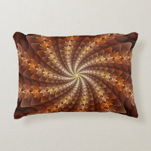 Warm Colours, Trippy Modern Fractal Art Pattern Decorative Cushion