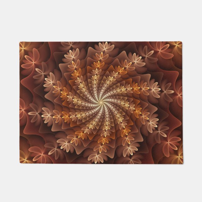 Warm Colours, Trippy Modern Fractal Art Pattern Doormat (Front)