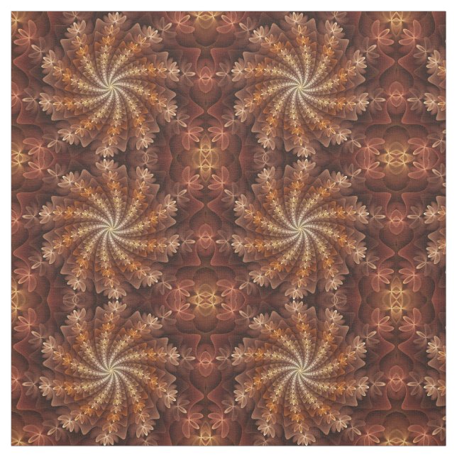 Warm Colours, Trippy Modern Fractal Art Pattern Fabric (Swatch)
