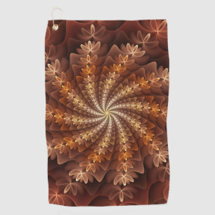Warm Colours, Trippy Modern Fractal Art Pattern Golf Towel
