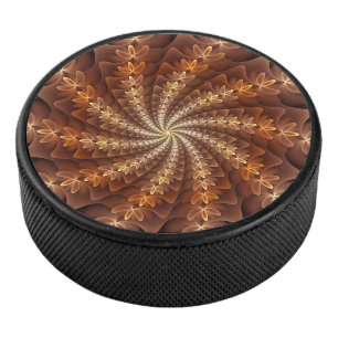 Warm Colours, Trippy Modern Fractal Art Pattern Hockey Puck