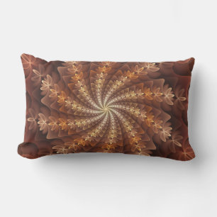 Warm Colours, Trippy Modern Fractal Art Pattern Lumbar Cushion