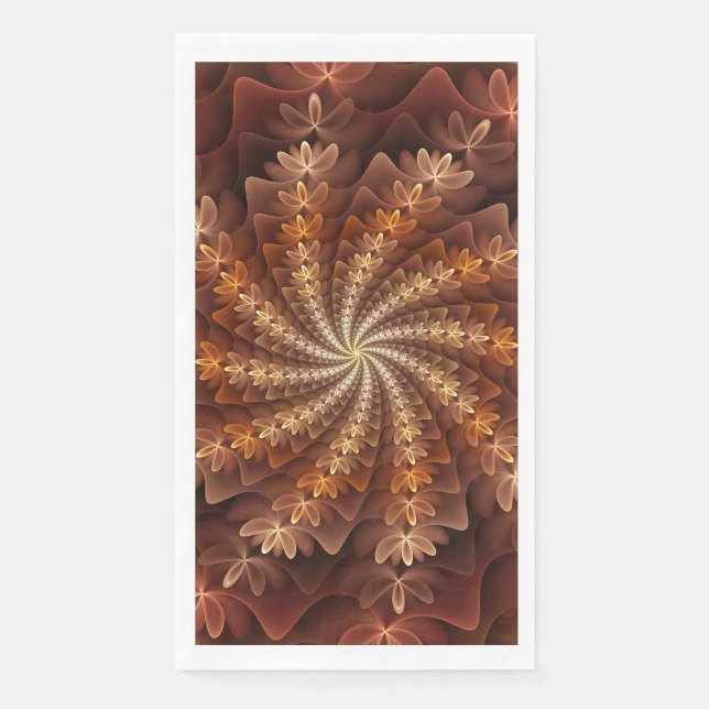 Warm Colours, Trippy Modern Fractal Art Pattern Napkin (Front)