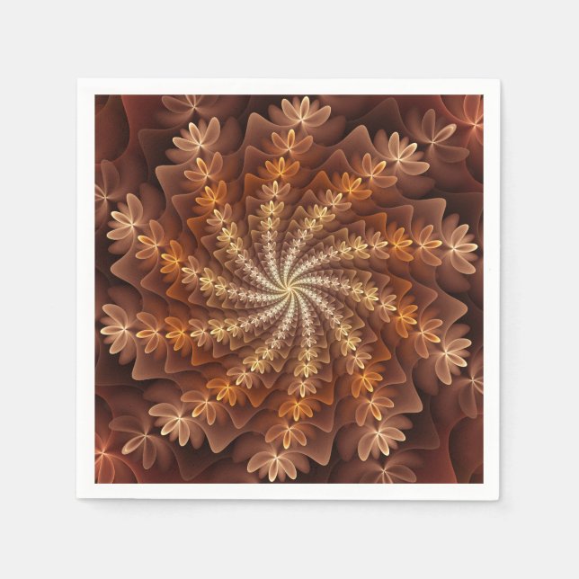 Warm Colours, Trippy Modern Fractal Art Pattern Napkin (Front)