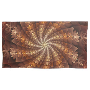 Warm Colours, Trippy Modern Fractal Art Pattern Pillowcase