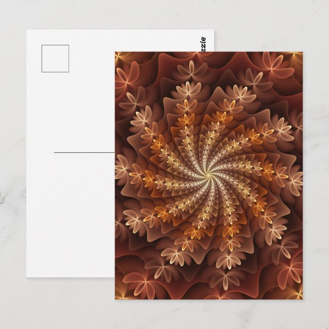 Warm Colours, Trippy Modern Fractal Art Pattern Postcard (Front/Back)