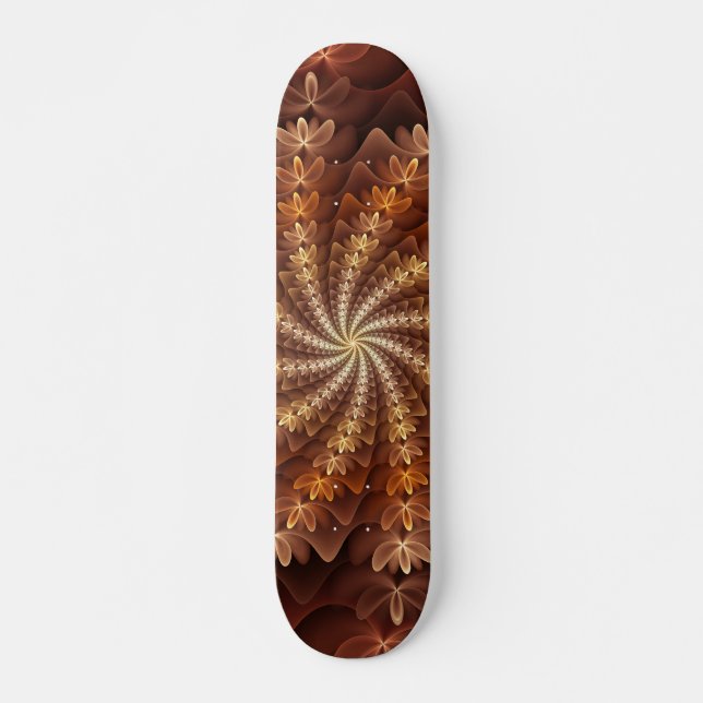 Warm Colours, Trippy Modern Fractal Art Pattern Skateboard (Front)