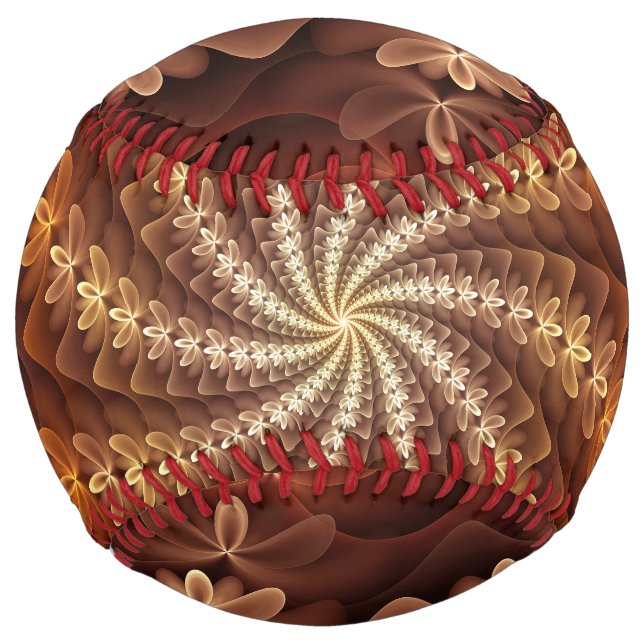 Warm Colours, Trippy Modern Fractal Art Pattern Softball (Front)