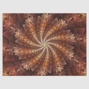 Warm Colours, Trippy Modern Fractal Art Pattern Tissue Paper