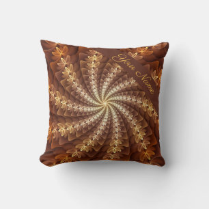 Warm Colours, Trippy Modern Fractal Pattern Name Cushion