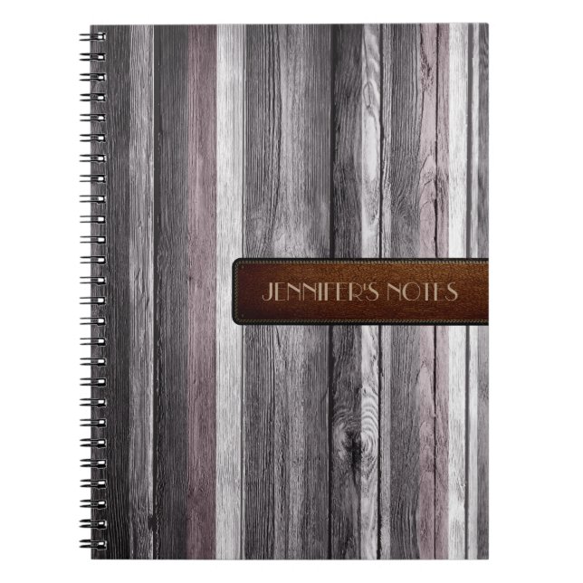 Warm Colours Wood Elegant Leather Look #12 Notebook (Front)
