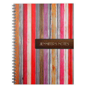 Warm Colours Wood Elegant Leather Look #5 Notebook