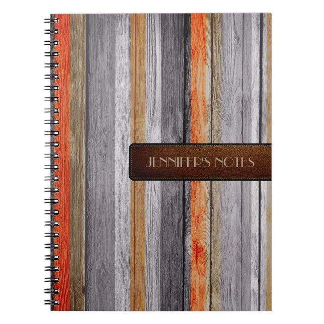 Warm Colours Wood Elegant Leather Look #6 Notebook (Front)