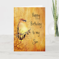 Warm Copper Cedar Waxwing Bird Son Birthday