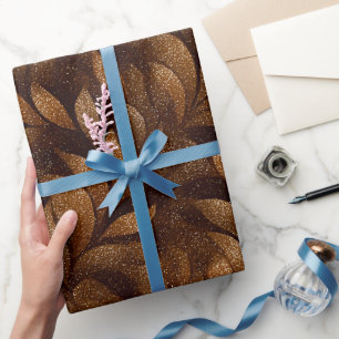 Warm Copper Metallic Brown Glitter Pattern Wrapping Paper