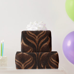 Warm Copper Metallic Brown Glitter Pattern Wrapping Paper