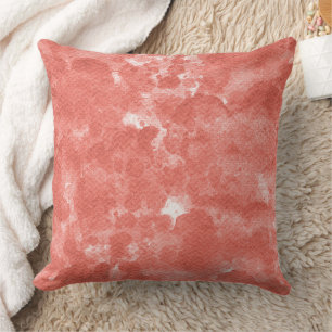 Warm Coral Pink Watercolor Wash Pattern Cushion