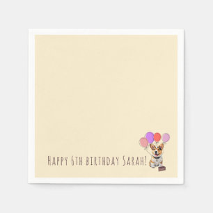 Warm Corgi Birthday Party Creamy Beige Sun Kissed Napkin