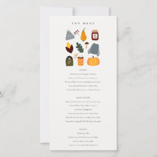 Warm Cosy Autumn Essential Wedding Menu Card