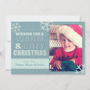 Warm & Cosy Christmas Faux Felt/Embroidered Custom Holiday Card