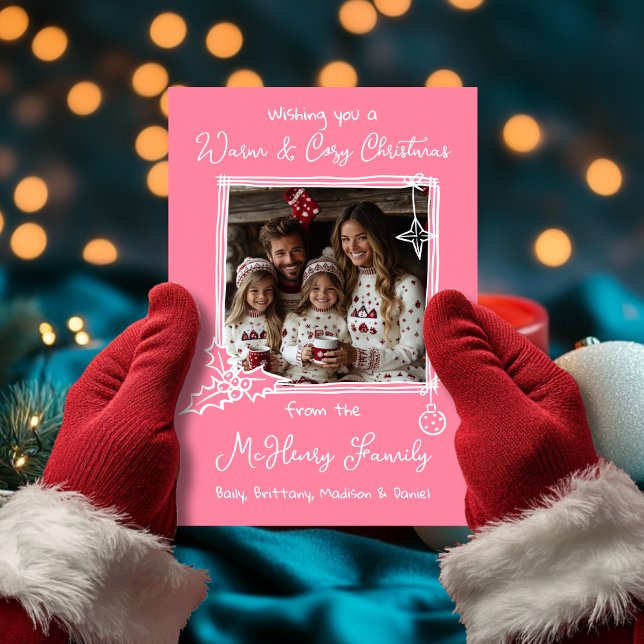 Warm & Cosy Hand Drawn Doodle Photo Christmas Card (Creator Uploaded)