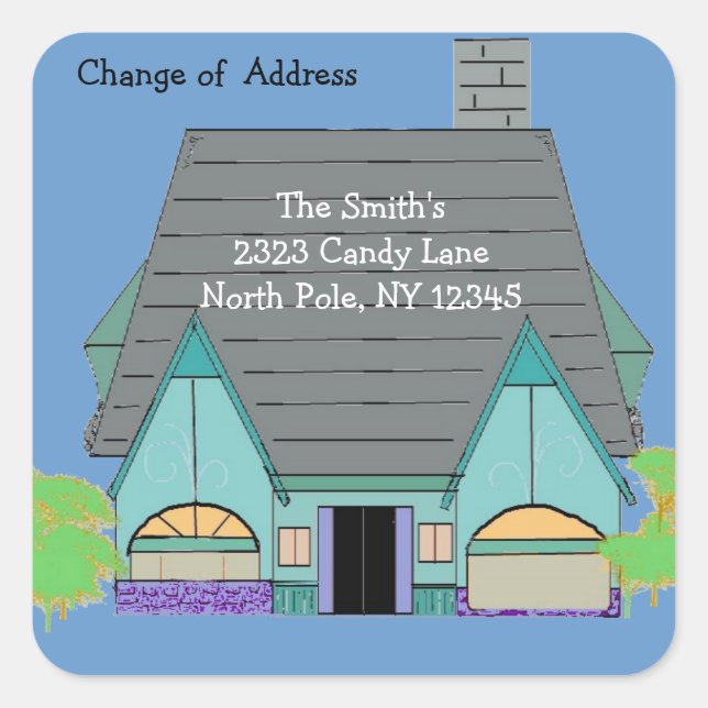 Warm Cosy House Change of Address Square Sticker (Front)