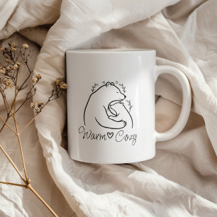 Warm Cozy Bear Hug Line Art Design Coffee Mug