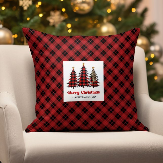 Warm Cozy Buffalo Plaid Christmas Trees Pillow (Warm Cozy Buffalo Plaid Christmas Trees Pillow)