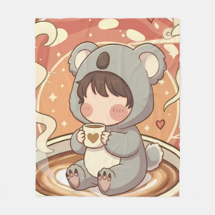Warm & Cozy Chibi Koala Adventure Fleece Blanket