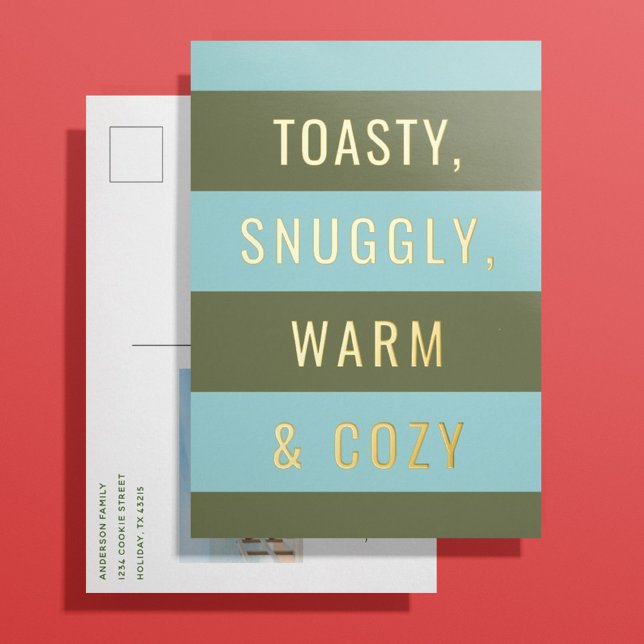 Warm & Cozy Gold Foil Holiday Postcard (Creator Uploaded)