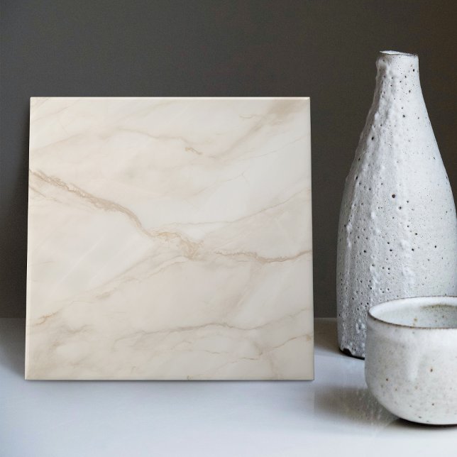 Warm Cream Elegance Faux Marble Luxury Ceramic Tile (Creator Uploaded)