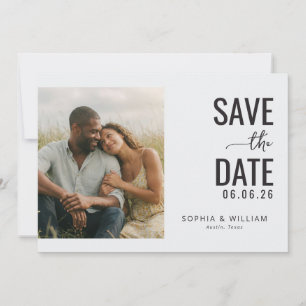 Warm Cream Minimalist Photo Save The Date