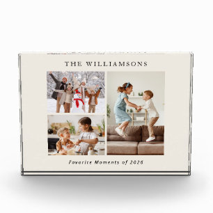 Warm Cream Modern Family Year Photo Collage Block