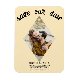 Warm Custard Photo Wedding Save the Date Magnet